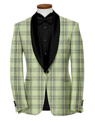 Green Mist Men's Party Checks Suit Jacket Slim Fit Blazer