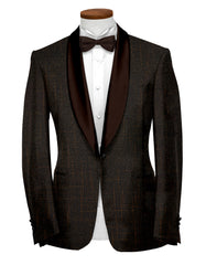 Dark Chocolate Brown Men's Party Checks Suit Jacket Slim Fit Blazer