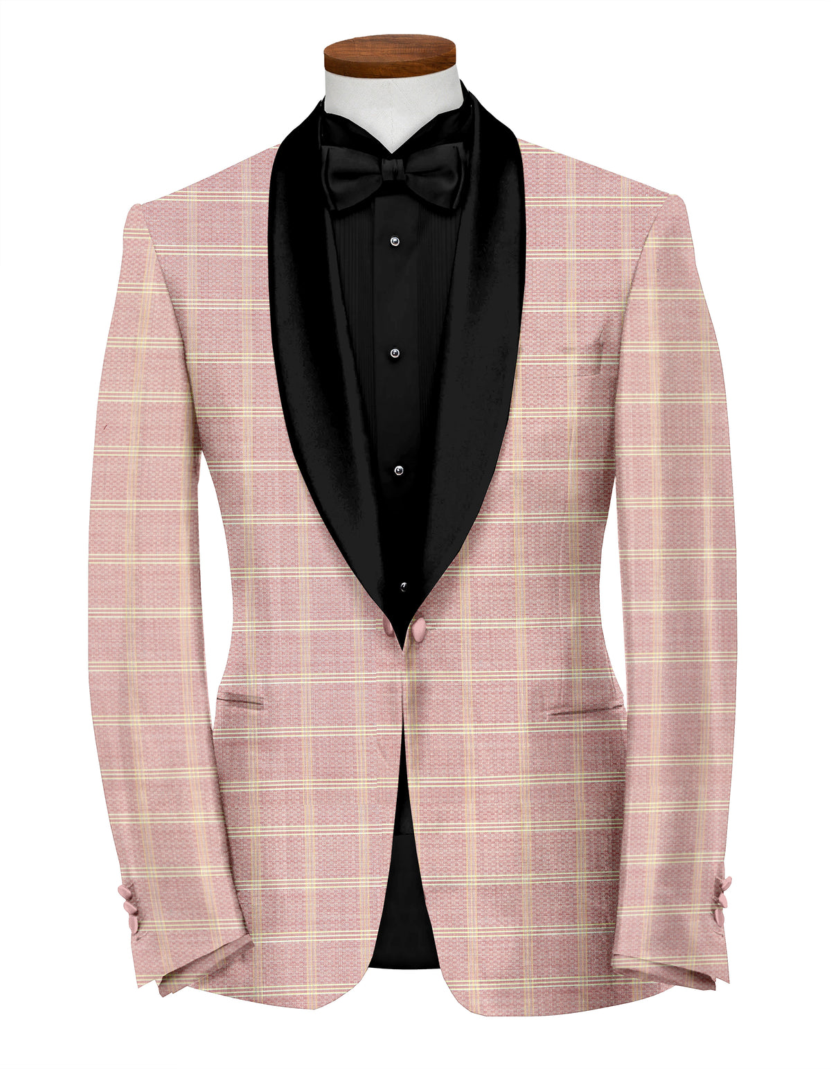 Veste de costume à carreaux rose délavé pour homme, blazer slim fit