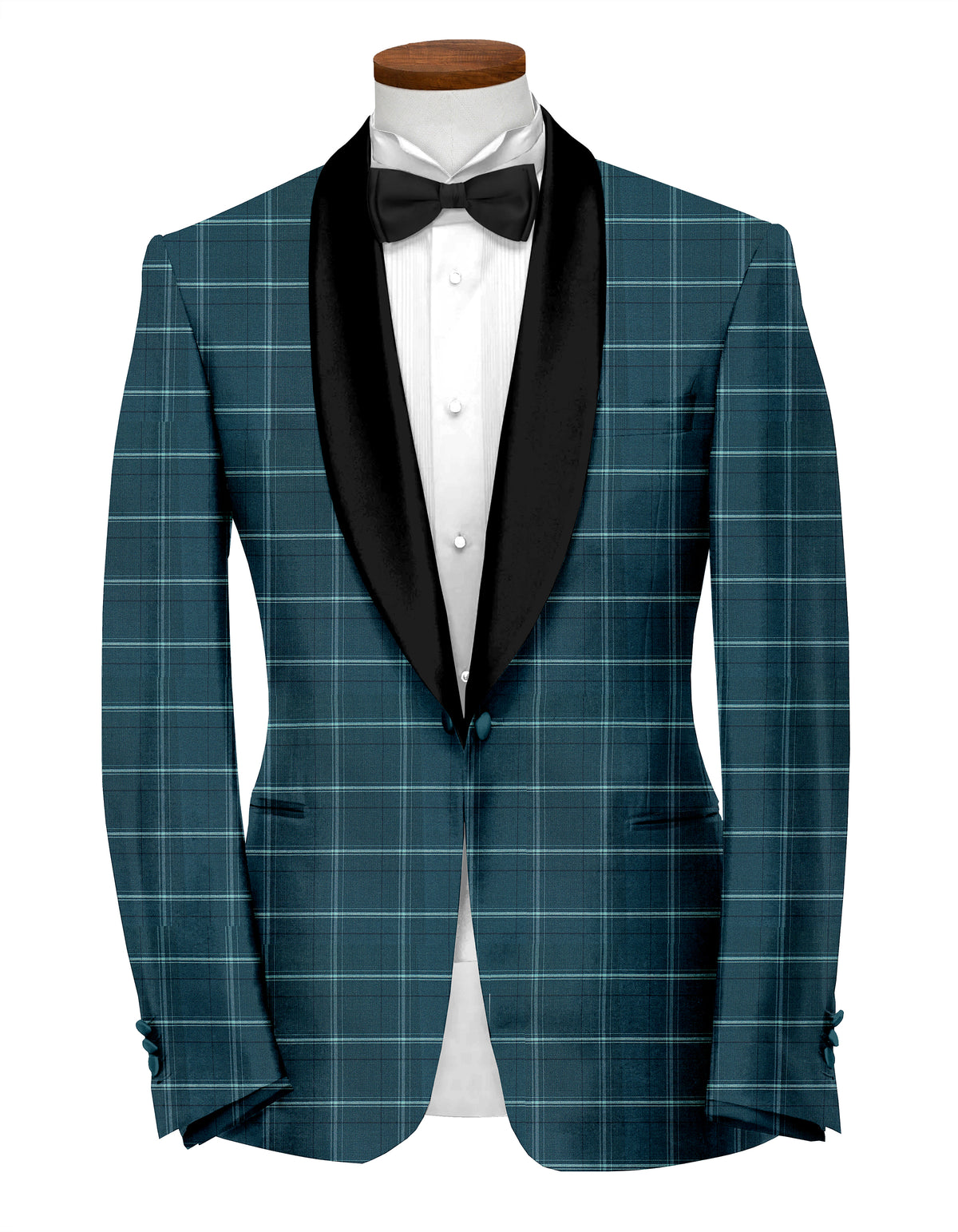 Peacock Blue Men's Party Checks Suit Jacket Slim Fit Blazer