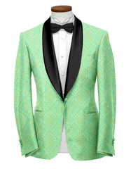 Sea Green Men's Party Jacquard Suit Jacket Slim Fit Blazer