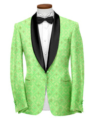 Light Green Men's Party Jacquard Suit Jacket Slim Fit Blazer