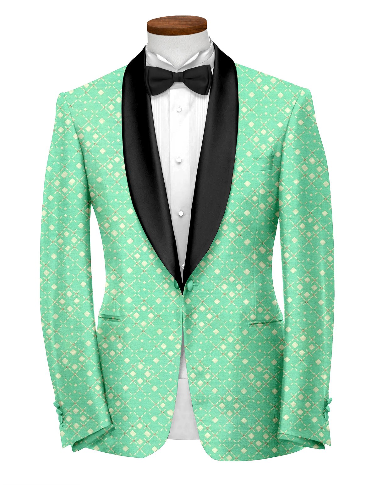 Dark Mint Men's Party Jacquard Suit Jacket Slim Fit Blazer