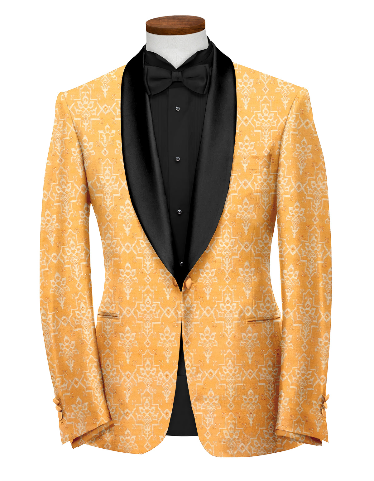 Peach Orange Men's Party Jacquard Suit Jacket Slim Fit Blazer