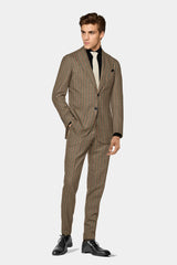 Brown Men's Two Button Dress Party Checks Print Suit Jacket Notched Lapel Slim Fit Stylish Blazer