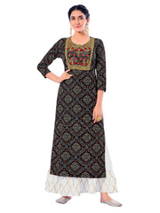 Black Embroidered Rayon Kurti With Palazzo