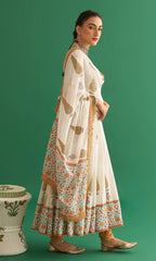 Readymade Rayon Off White Anarkali Kurti Pant With Dupatta