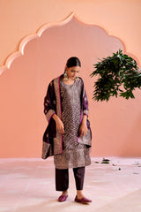 Purple Satin Silk Woven Readymade Salwar Suit Set