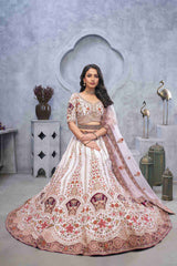 Light Purple Organza Silk Embroidered Lehenga Choli