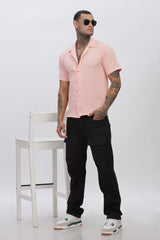 Peach Popcorn Half Sleeves Regular Shirt