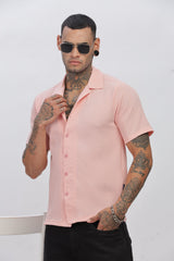 Peach Popcorn Half Sleeves Regular Shirt