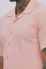 Peach Popcorn Half Sleeves Regular Shirt