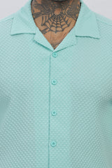 Sea-Green Popcorn Half Sleeves Regular Shirt