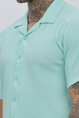 Sea-Green Popcorn Half Sleeves Regular Shirt