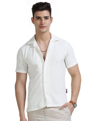 White Popcorn Half Sleeves Regular Shirt