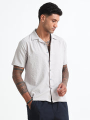 Grey Cotton Blend  Half Sleeves Regular Shirt