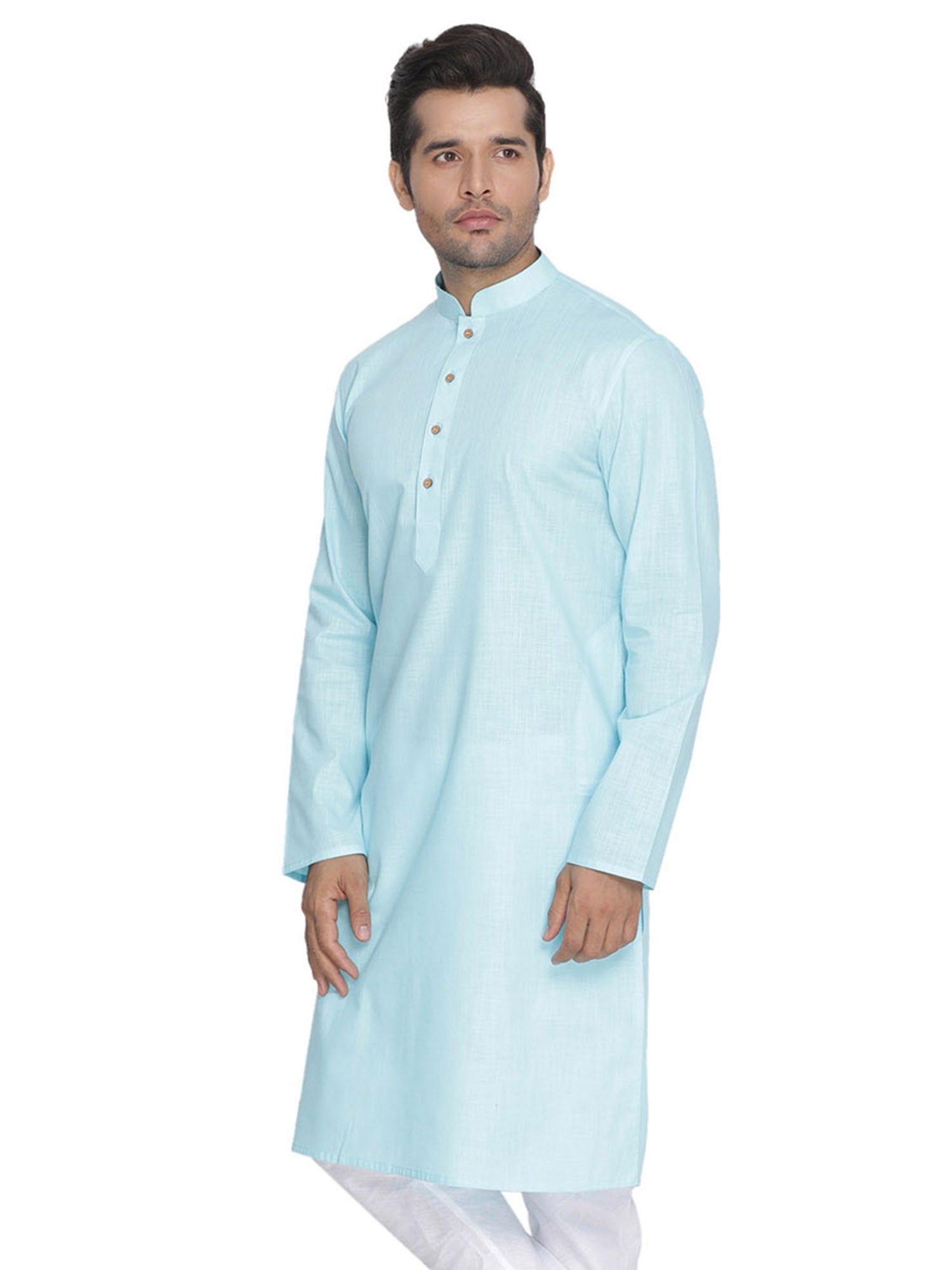 Men's Sky Blue Cotton Kurta Pajama Set