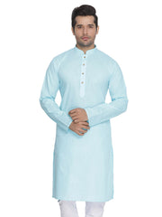 Men's Sky Blue Cotton Kurta Pajama Set