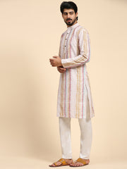 Men's Multi Viscose Cotton Digital Print Kurta Pajama Set