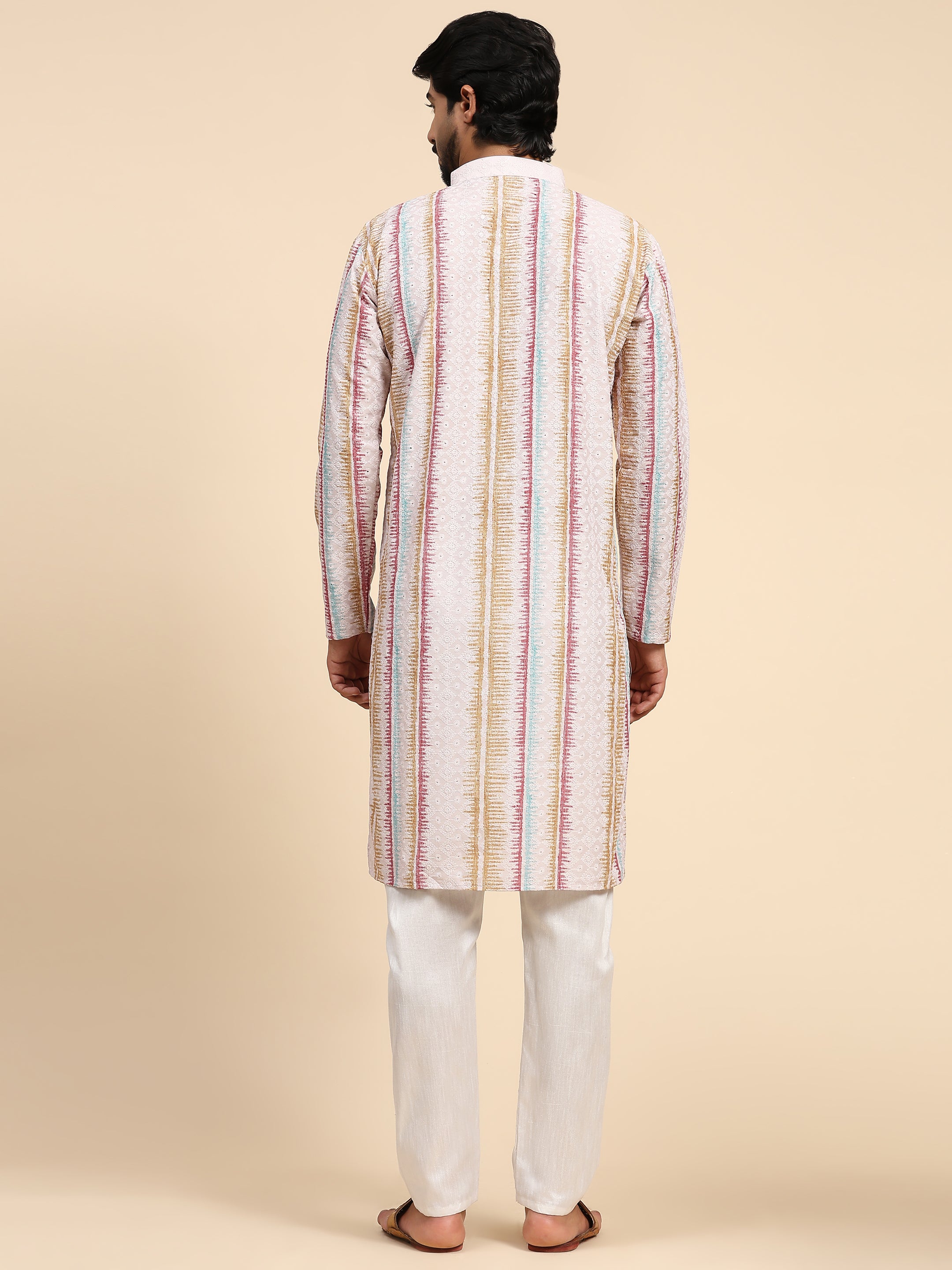 Men's Multi Viscose Cotton Digital Print Kurta Pajama Set