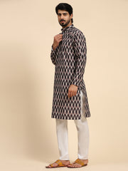 Ensemble pyjama Kurta à imprimé numérique en coton multi-viscose pour homme 