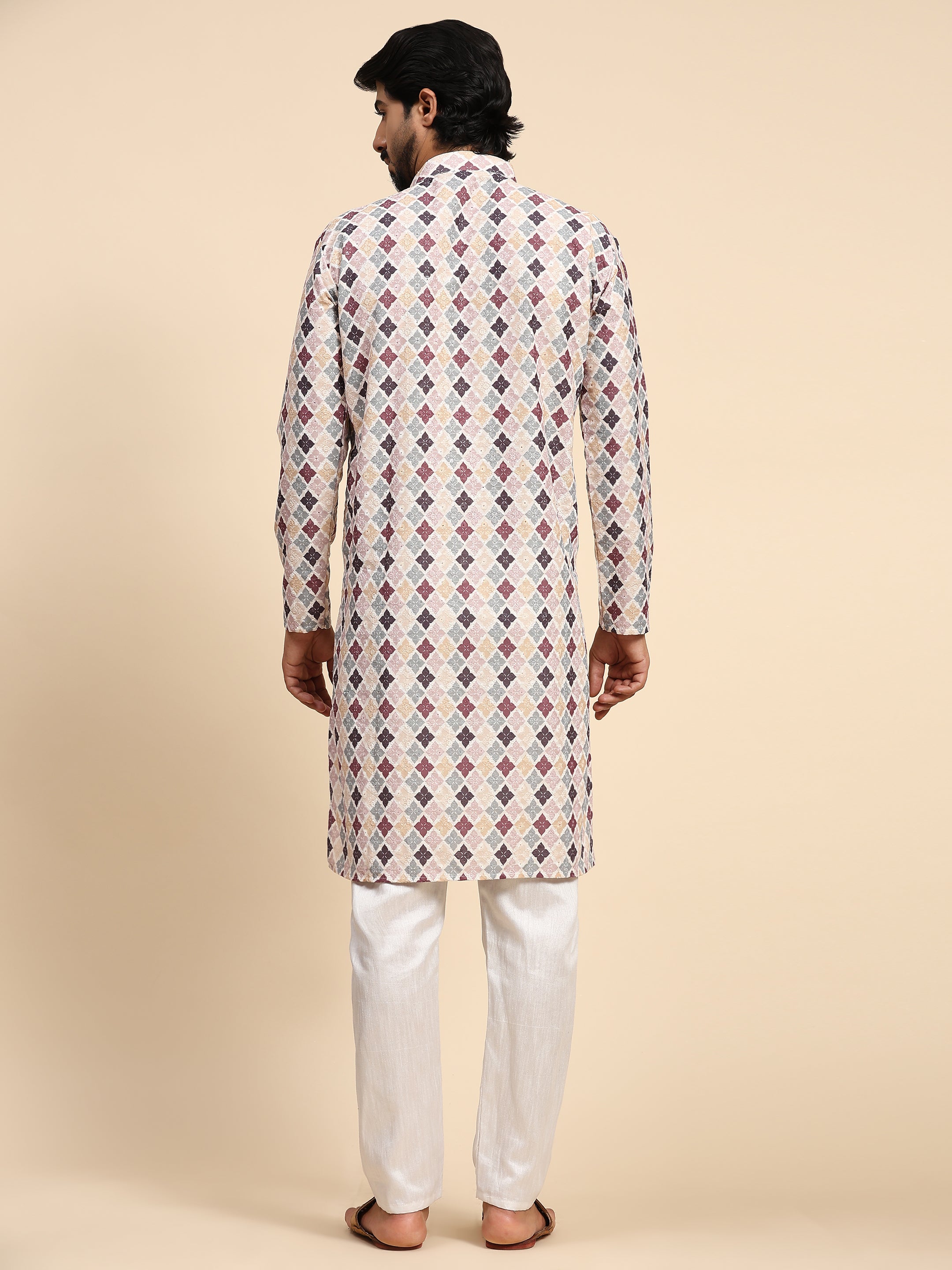 Ensemble pyjama Kurta à imprimé numérique en coton multi-viscose pour homme 