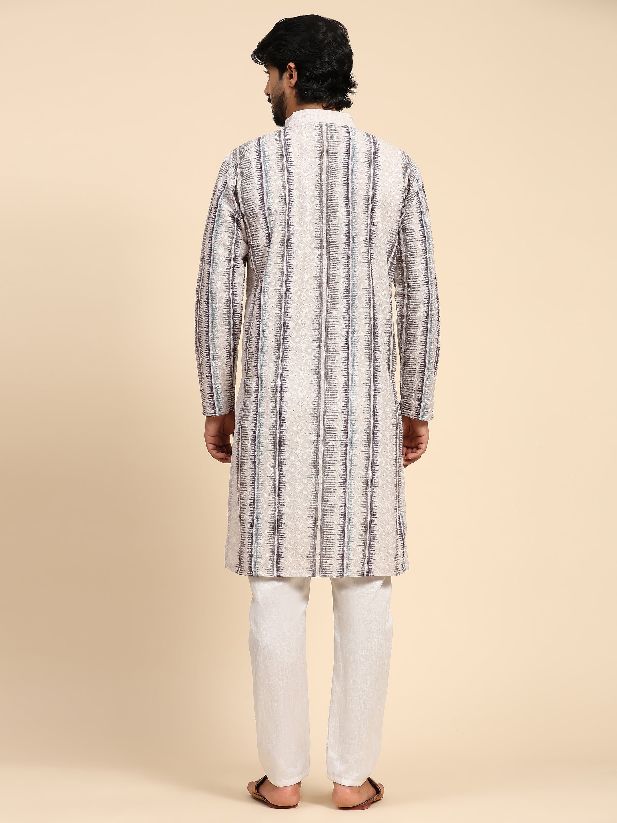 Ensemble pyjama Kurta à imprimé numérique en coton multi-viscose pour homme 