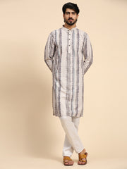 Ensemble pyjama Kurta à imprimé numérique en coton multi-viscose pour homme 