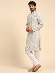 Men's Multi Viscose Cotton Digital Print Kurta Pajama Set