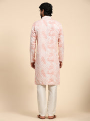 Ensemble pyjama Kurta en coton rose tie dye pour homme 