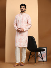 Ensemble pyjama Kurta en coton rose tie dye pour homme 