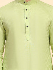 Ensemble pyjama Kurta en coton tissé vert clair pour homme 