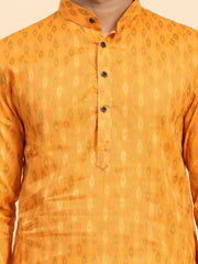 Men's Light Orange Cotton Woven Kurta Pajama Set