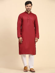 Ensemble pyjama Kurta en coton tissé marron pour homme 