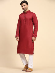 Ensemble pyjama Kurta en coton tissé marron pour homme 