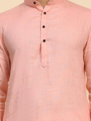 Men's Baby Pink Cotton Woven Kurta Pajama Set