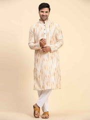 Men's Yellow Cotton Digital Print Kurta Pajama Set