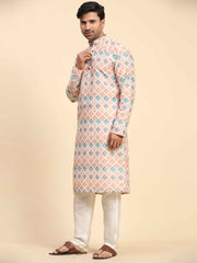 Men's Multi Rado Cotton Digital Print Kurta Pajama Set