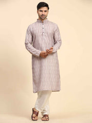 Men's Dusty Pink Rado Cotton Digital Print Kurta Pajama Set