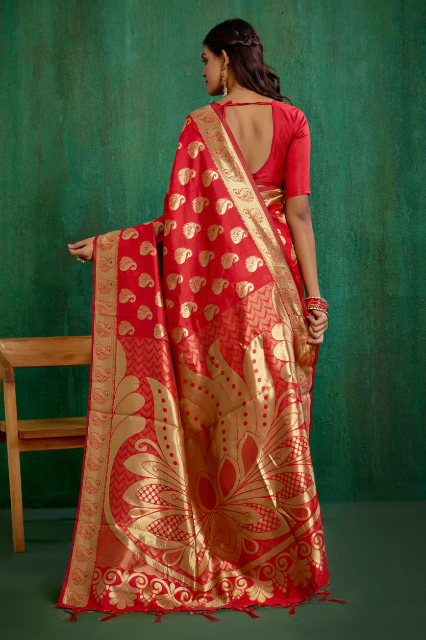 Red Banarasi Art Silk Woven Ready to Wear Saree