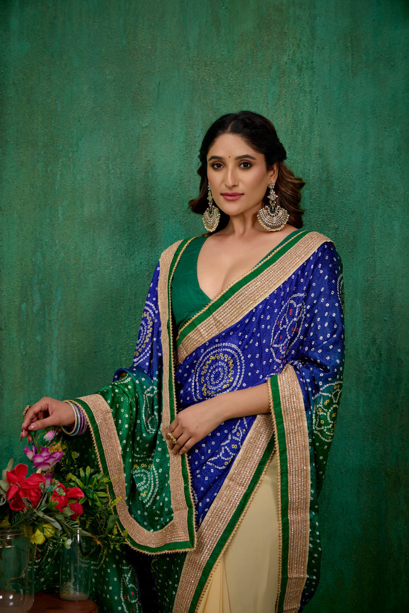 Multi Faux Georgette Embroidered Ready to Wear Saree