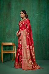 Red Banarasi Art Silk Woven Ready to Wear Saree