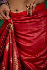 Red Banarasi Art Silk Woven Ready to Wear Saree