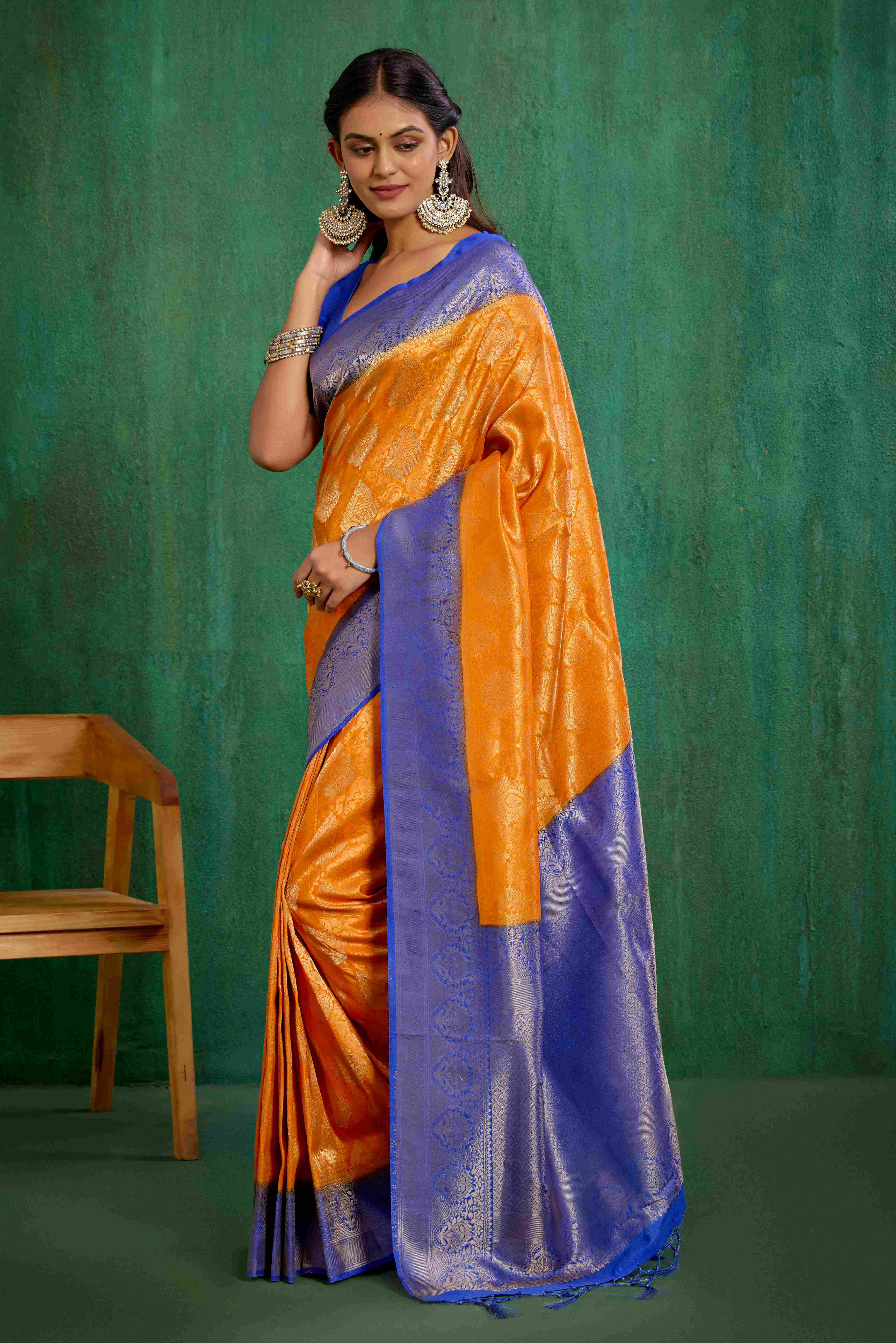 Orange Banarasi Art Silk Woven Ready to Wear Saree