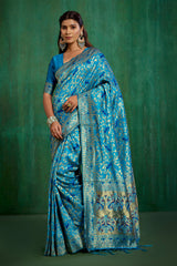 Turquoise Banarasi Art Silk Woven Ready to Wear Saree