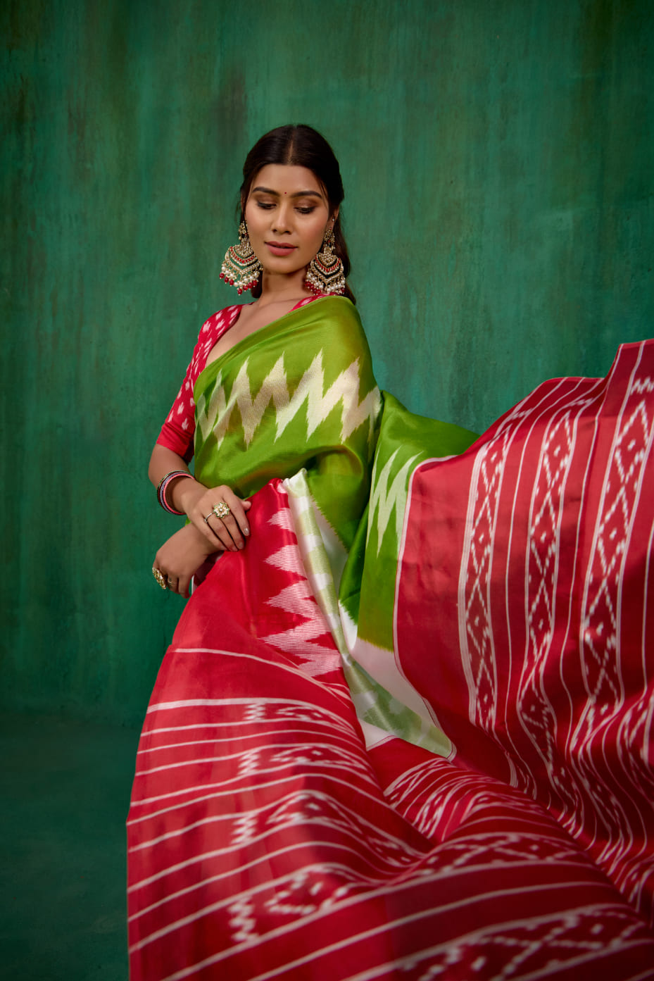 Green Mysore Art Silk Printed Ready to Wear Saree