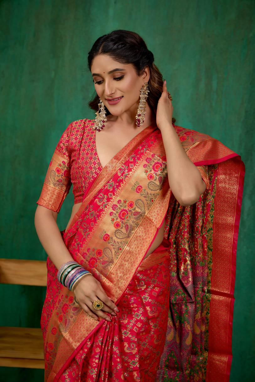 Red Banarasi Art Silk Woven Ready to Wear Saree