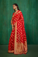 Red Organza Silk Woven Ready to Wear Saree