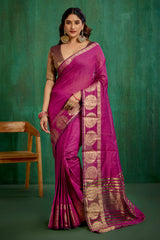 Pink Cotton Silk Woven Ready to Wear Saree