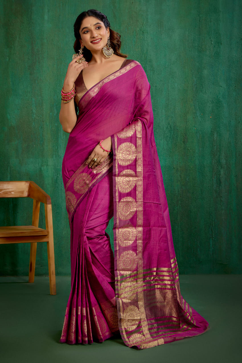 Pink Cotton Silk Woven Ready to Wear Saree